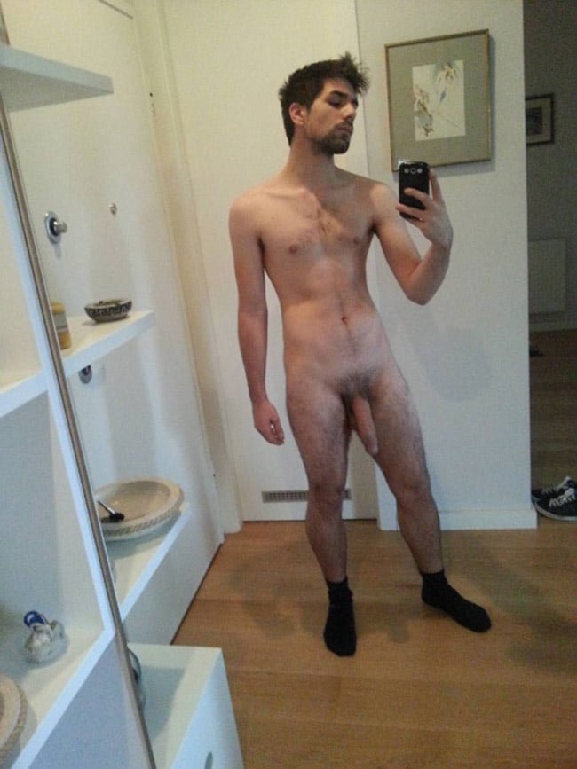Hairy Dude In Socks Got A Hanging Dick Nude Man Cocks
